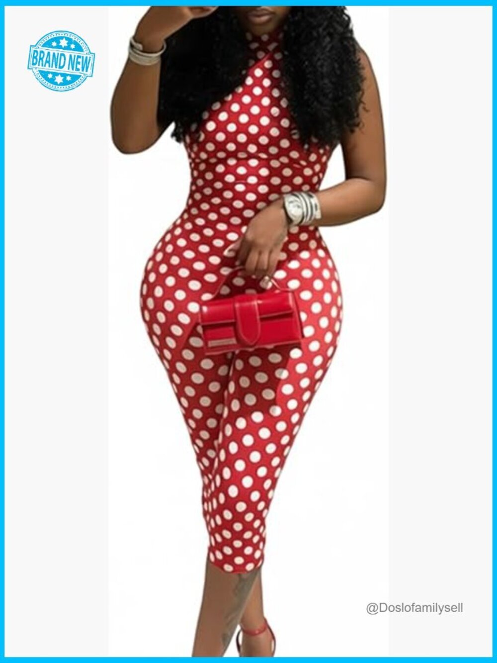 Sleeveless Halter Backless Capri Jumpsuit Polka Dot Going Out Party Romper